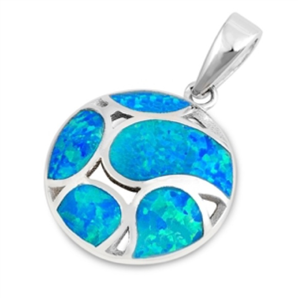925 Sterling Silver Pendant with Lab Opal